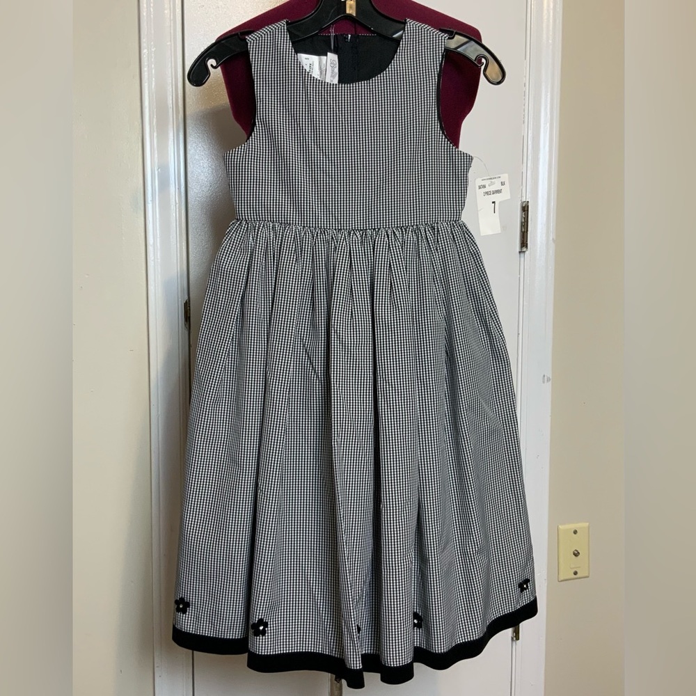 NWT Bonnie Jean Formal Black/White Plaid Fully lined Dress